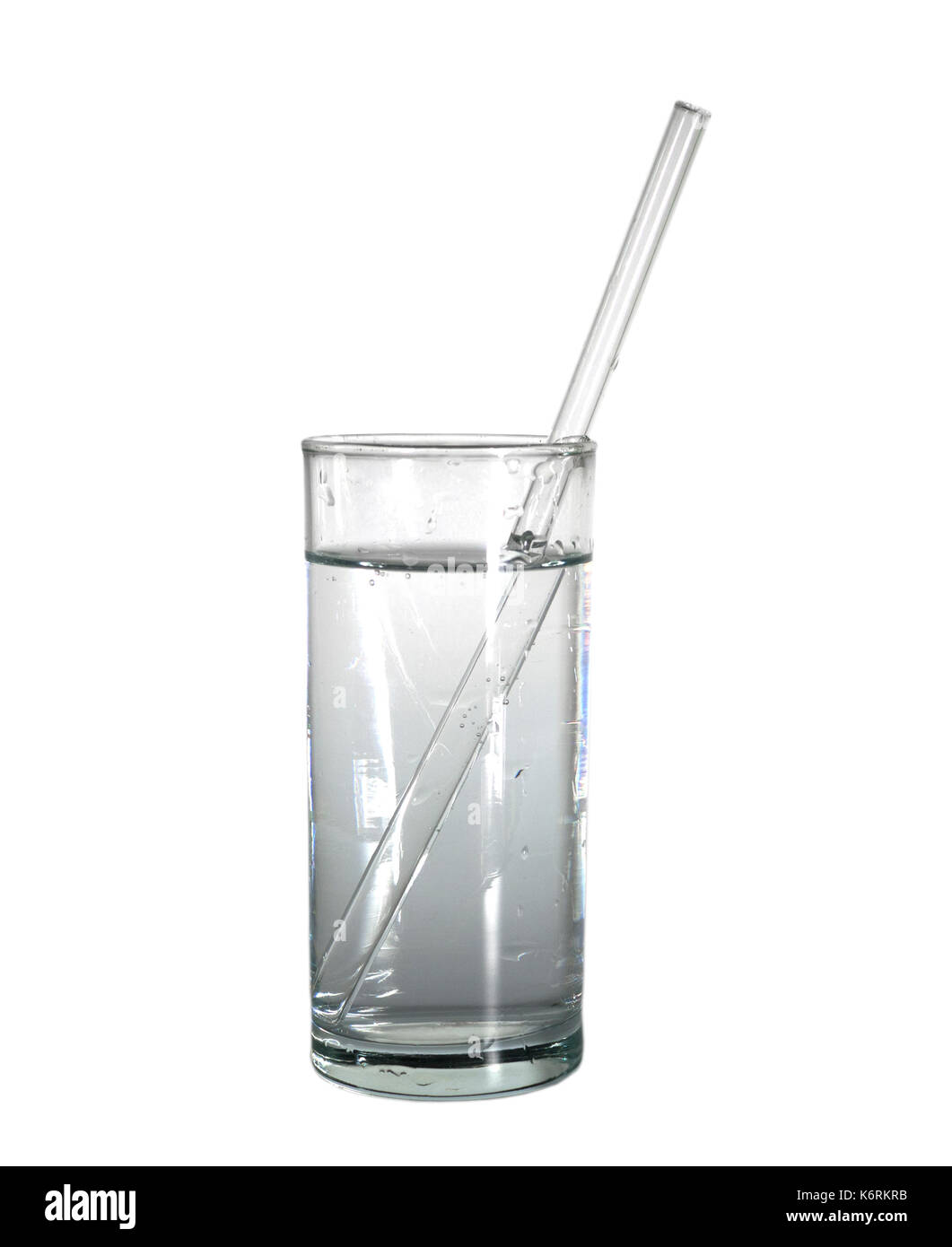 isolated glass of pure water with glass drinking straw. object