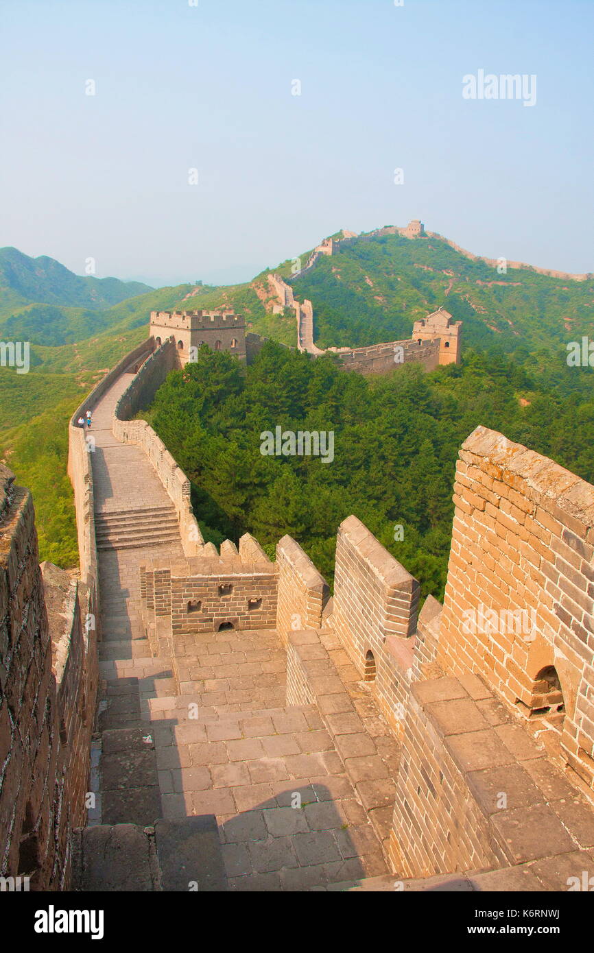 Treking and walking The Great Wall in summer time. Beijing , China Stock Photo