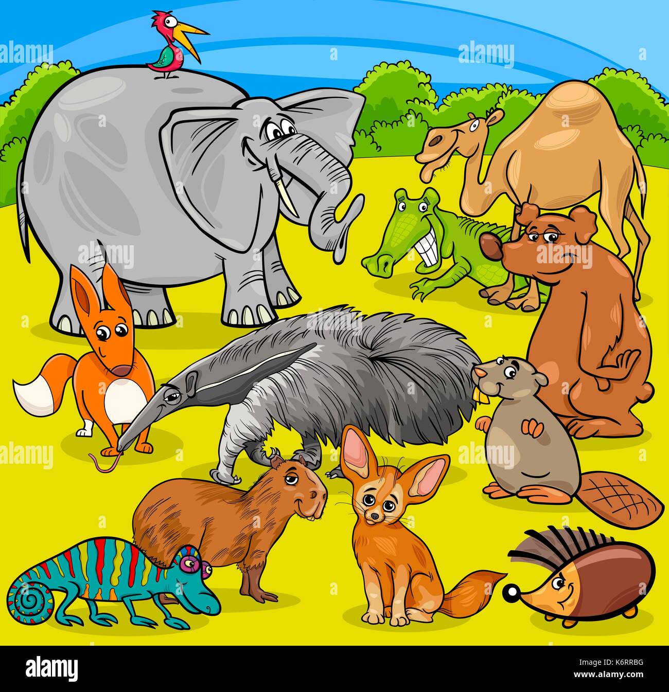 Cartoon Illustration of Funny Animal Characters Group Stock Vector