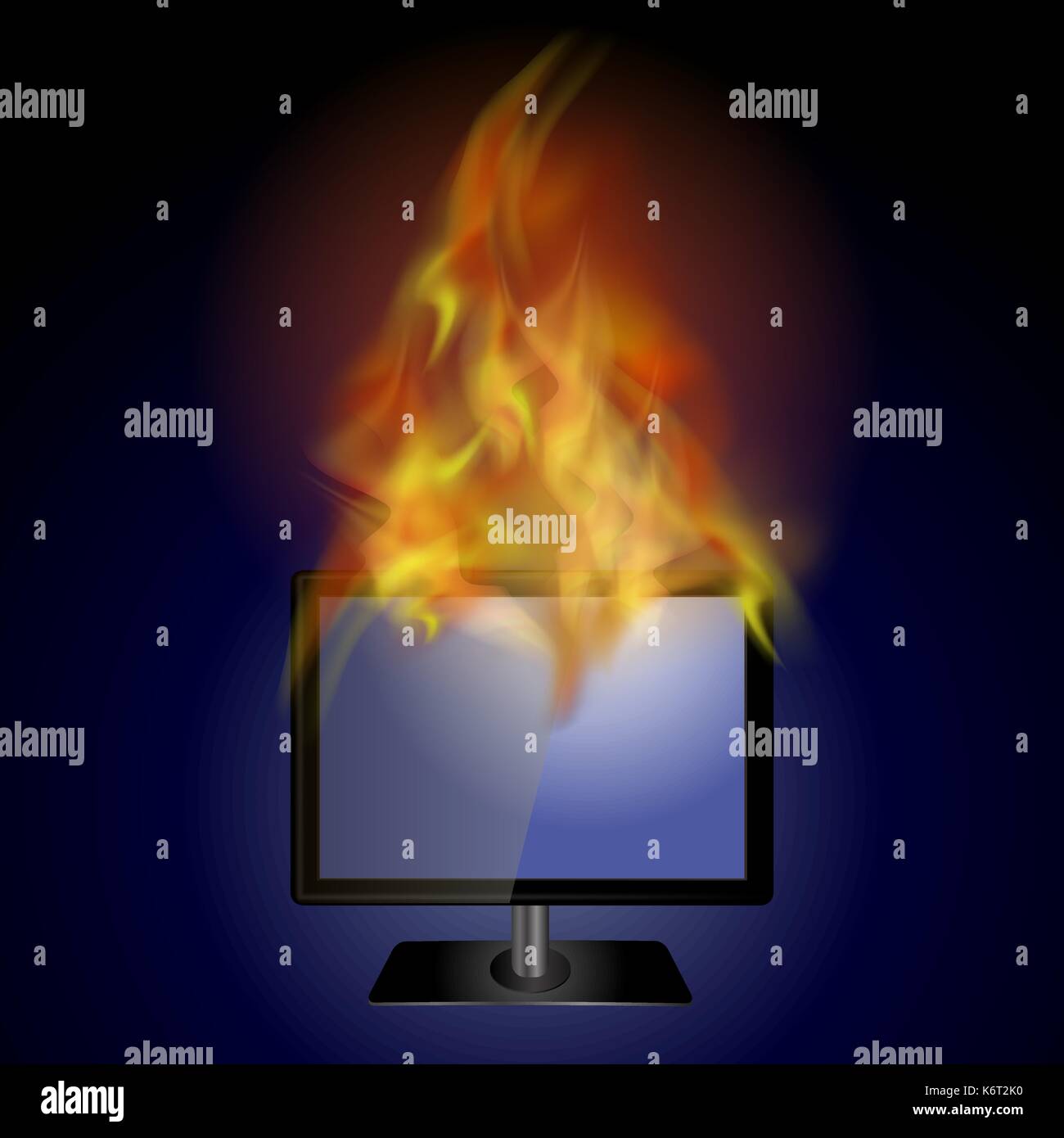 Burning Screen Monitor with Fire Flame Stock Vector Image & Art Alamy