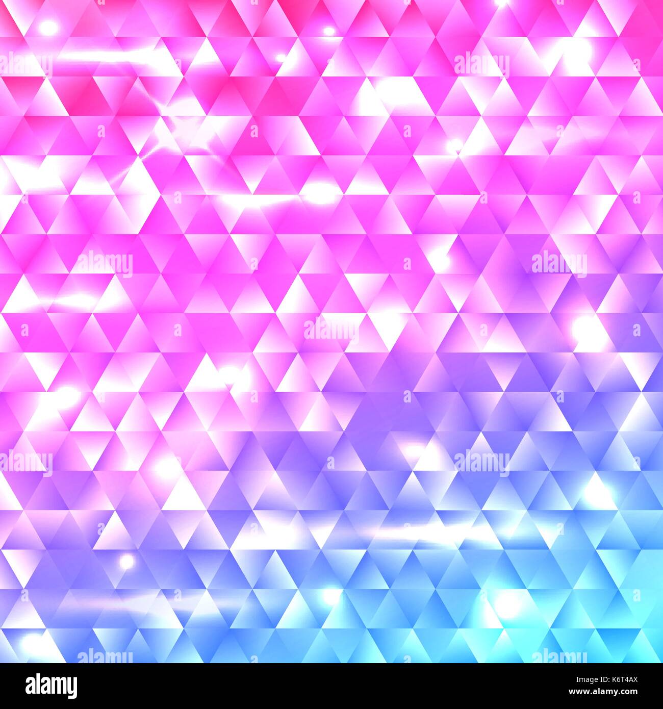 Glowing rainbow geometric gradient triangle mosaic background. Template for cover, brochure, flyer, banner, poster. Abstract electric colorful vector backdrop with flares and sparkles. Stock Vector