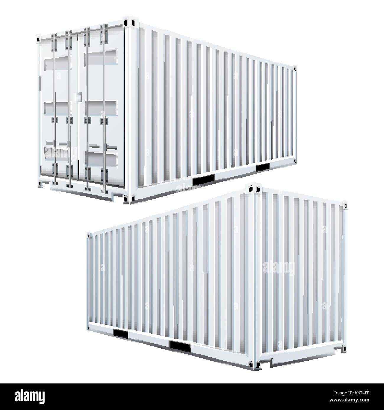 White Cargo Container 3D Vector. Classic Cargo Container. Freight Shipping Concept. Logistics. Isolated On White Background Illustration Stock Vector