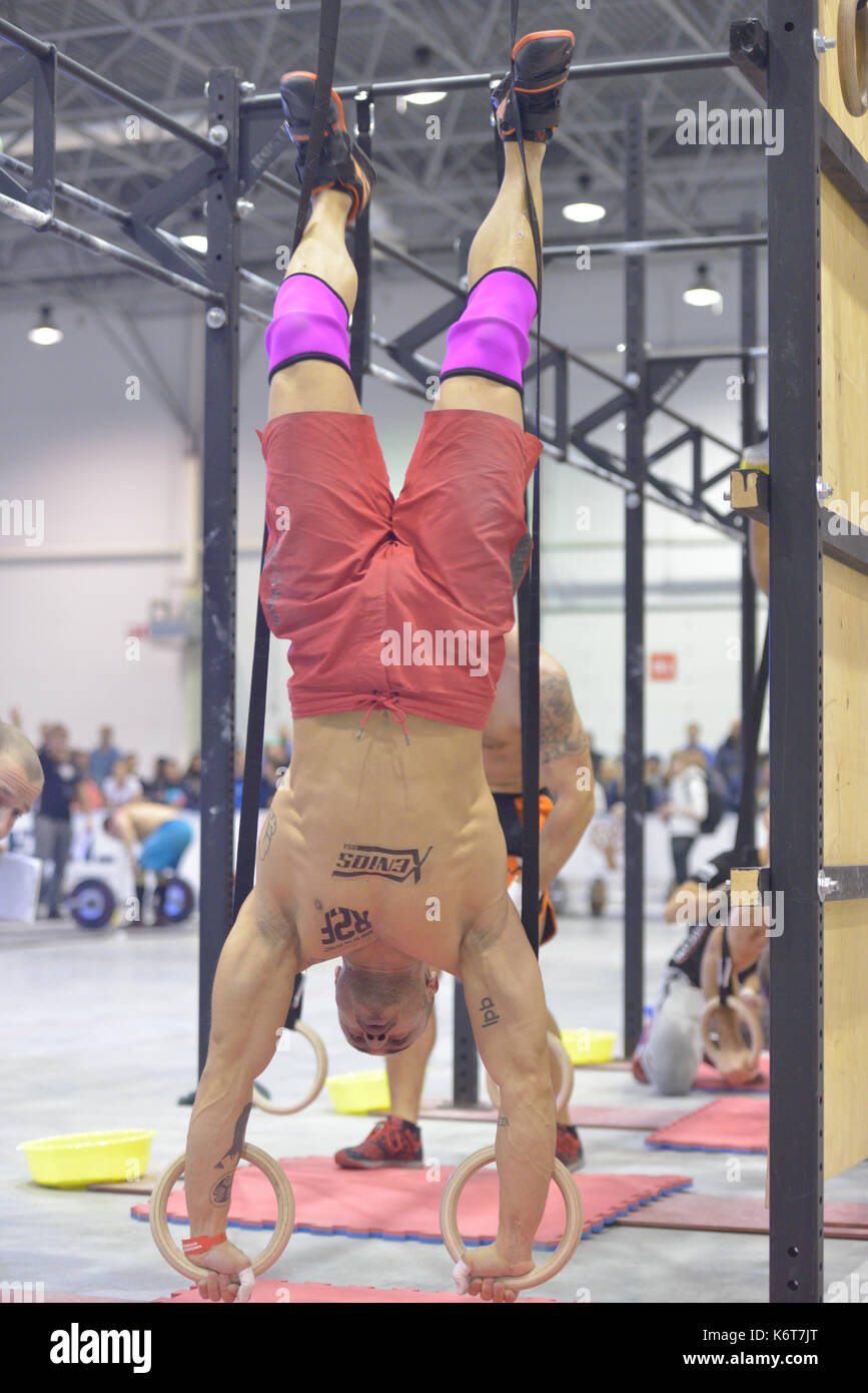 Novosibirsk, Russia - November 16, 2014: Unidentified athlete during the International crossfit competition Siberian Showdown. The competition include Stock Photo