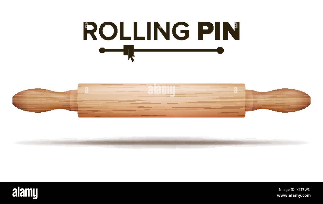 Wooden Rolling Pin Vector. Bakery Concept. Isolated Illustration Stock