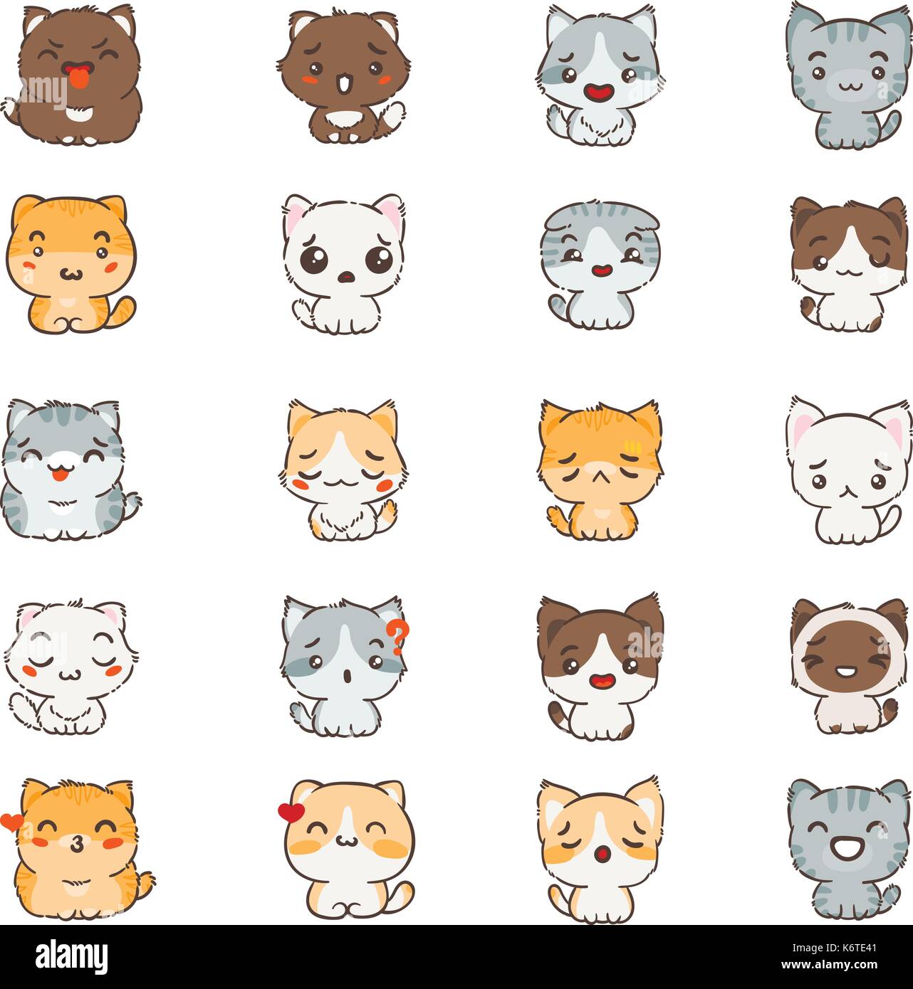 Kawaii Cartoon Cat Sticker, Kawaii Animal Cat Stickers