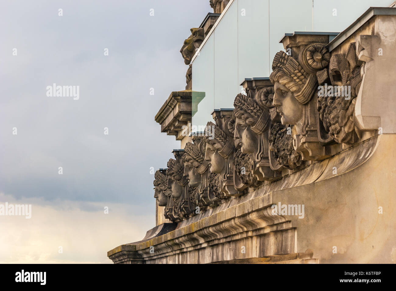 Face of statue at Berlin Reichstag (Bundestag), Berlin, Germany Stock Photo