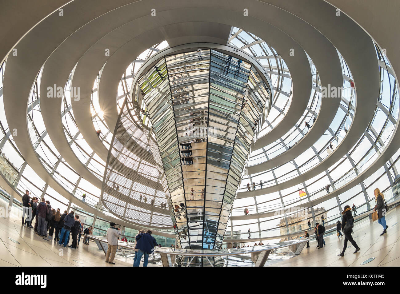 BERLIN, GERMANY - MAY 10, 2017: Tourist inside Berlin Reichstag (Bundestag) glass dome, Berlin, Germany Stock Photo