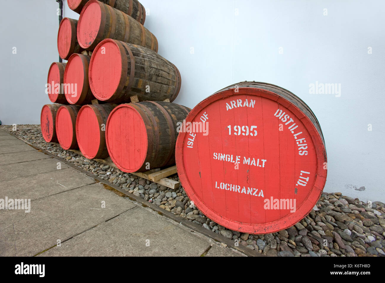 Whisky Barrels, Isle of Arran Distillery Stock Photo