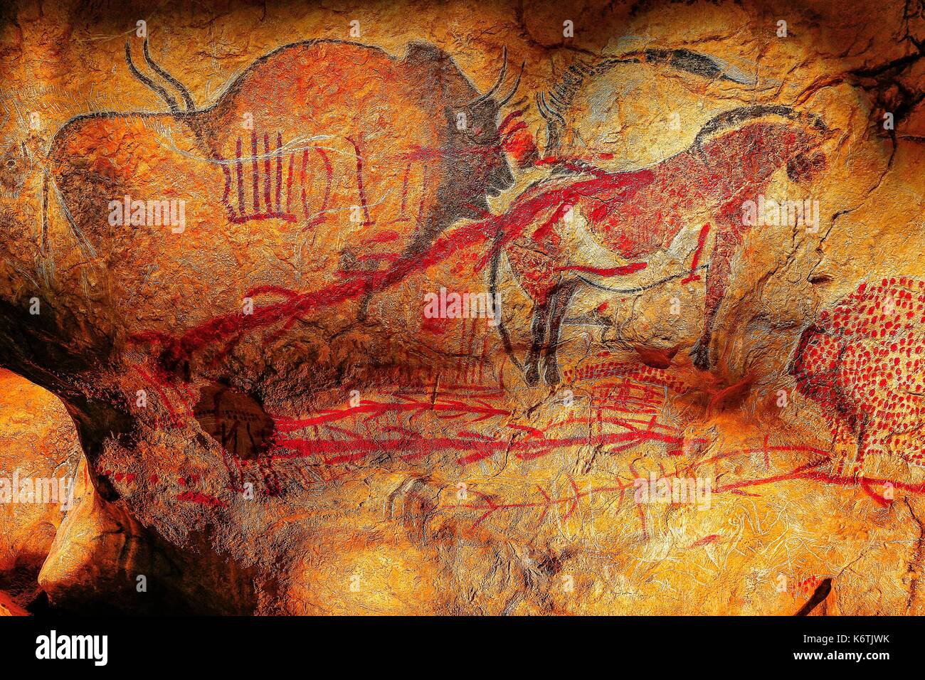 France, Ariege, listed at Great Tourist Sites in Midi Pyrenees, Tarascon sur Ariege, Prehistory Park, cave paintings Stock Photo