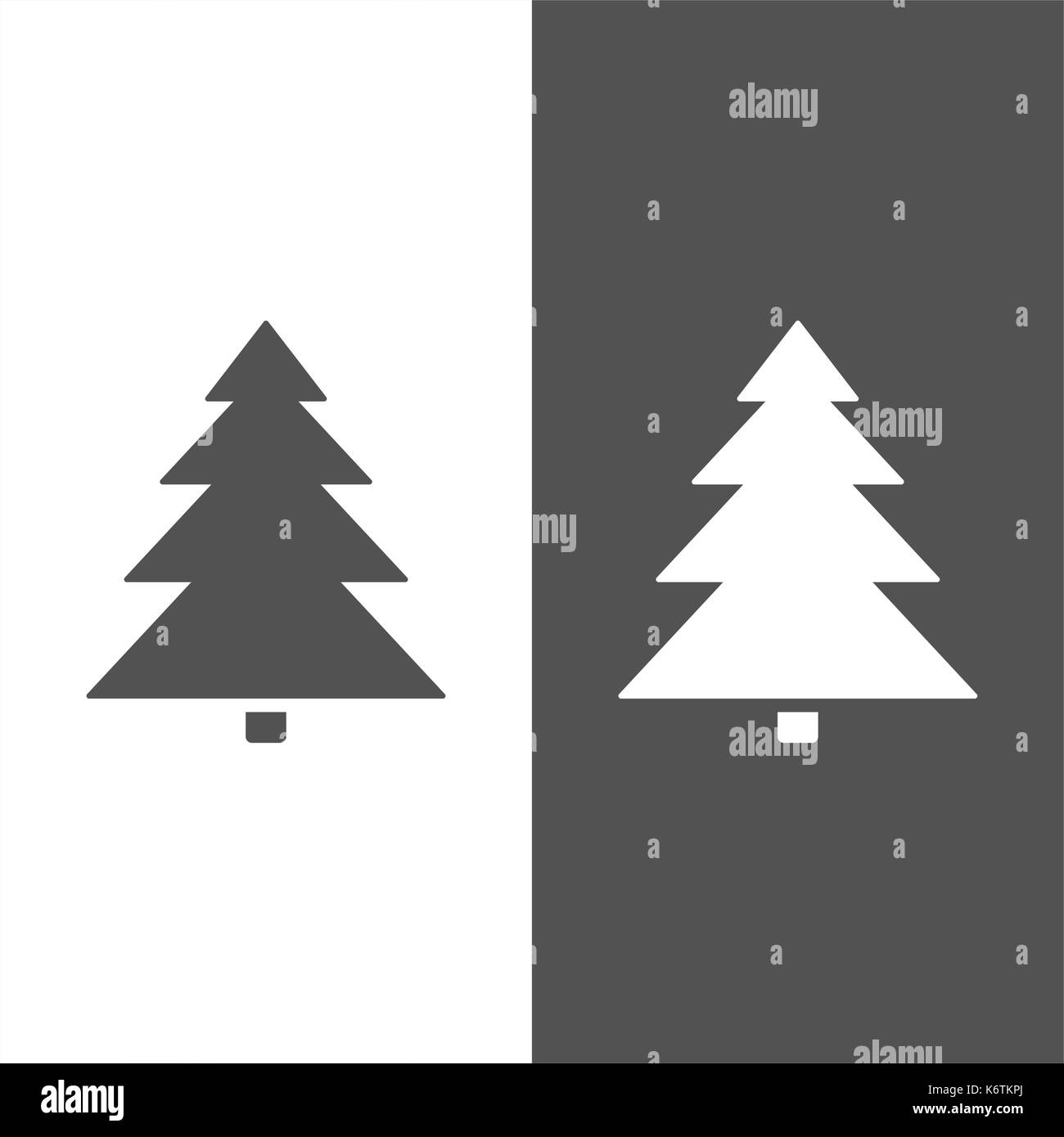 Isolated Christmas tree icon on black and white background. Vector ...