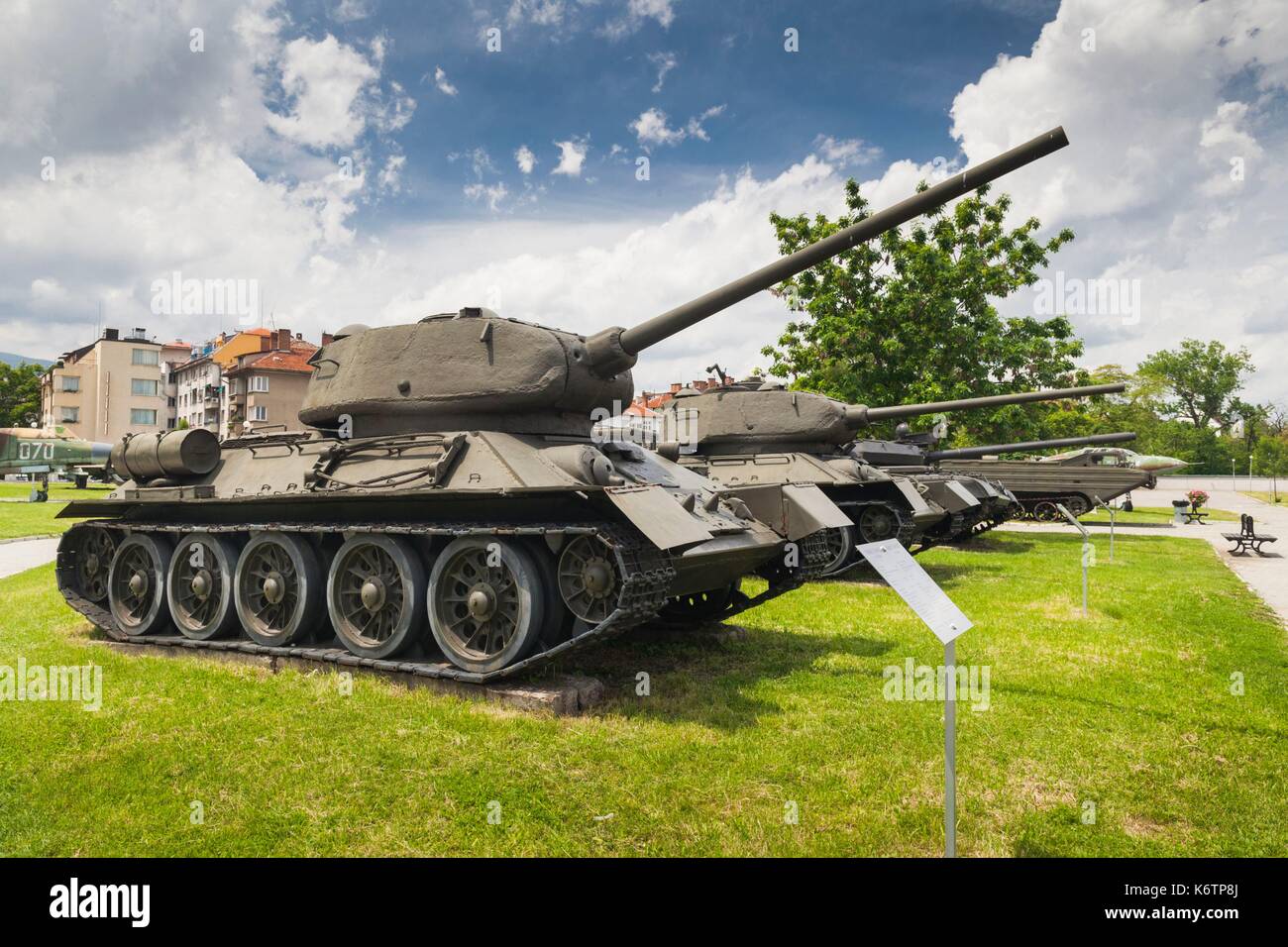 Bulgaria, Sofia, Outdoor Park by the National Museum of Military History, WW2-era, Russian T-34/85 tank Stock Photo