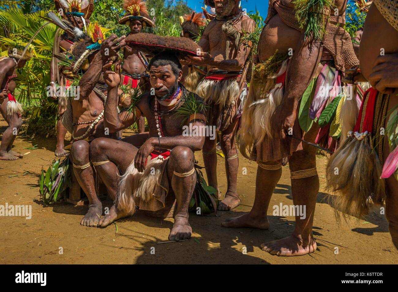 Papua New Guinea, Hela province, Huli tribe, Tari area, Kobe Tumbiali ...