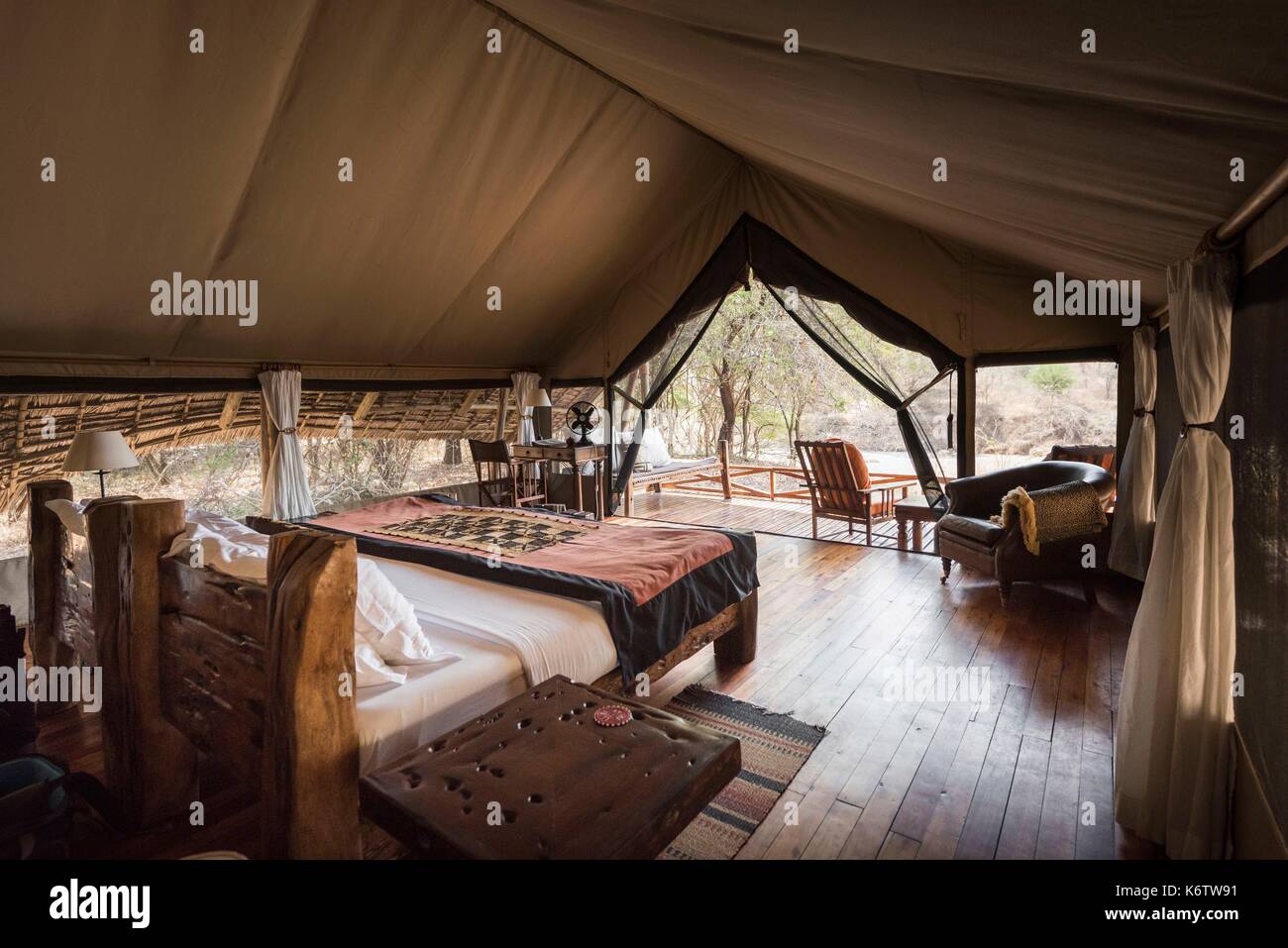 Tanzania, Iringa region, Ruaha National Park, Inside a tent in Selous  Company's Jongomero camp Stock Photo - Alamy