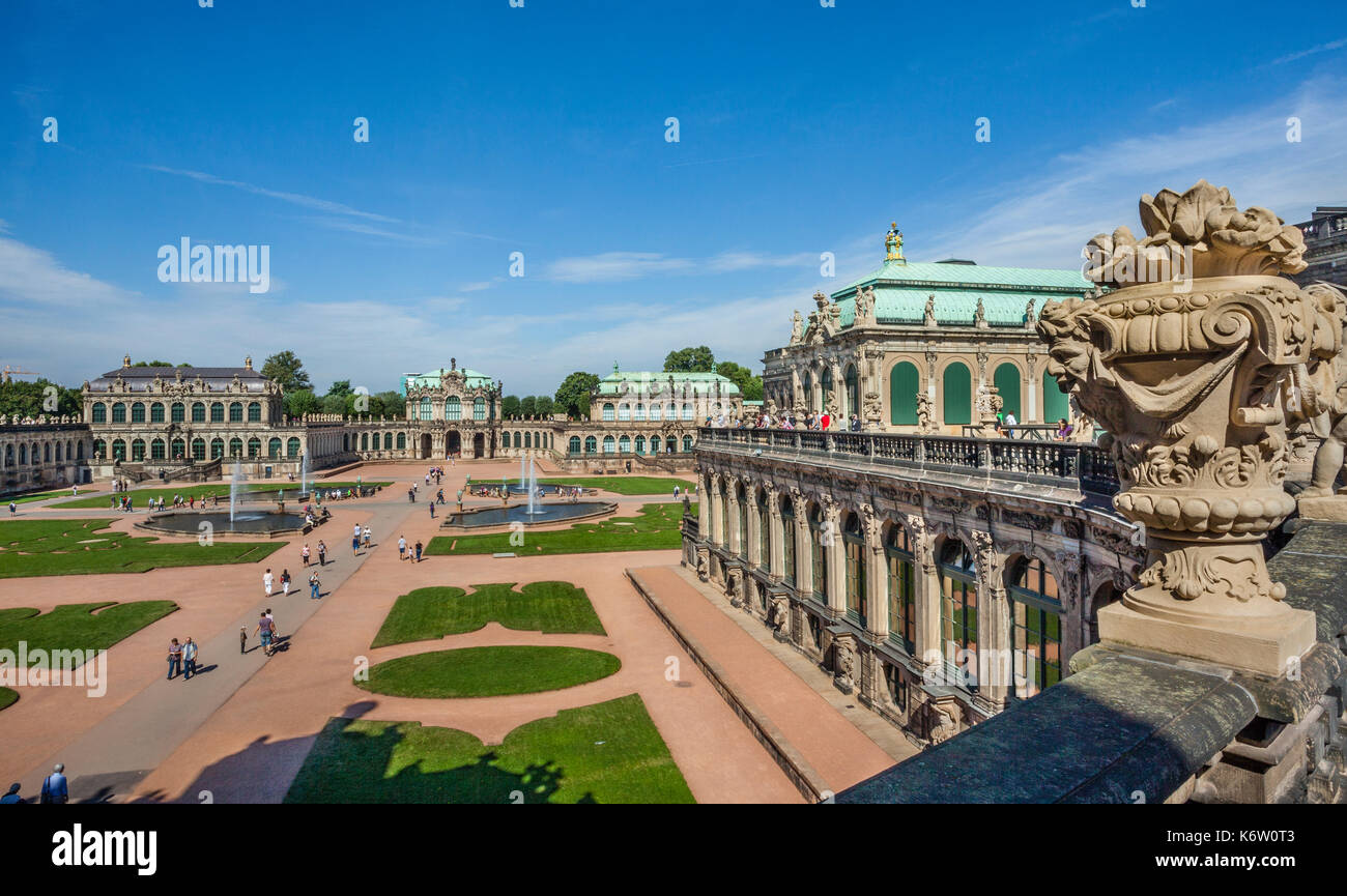 Germany, Saxony, Dresdener Zwinger, view of the inner court from the arched galleries (Bogengalerie) Stock Photo