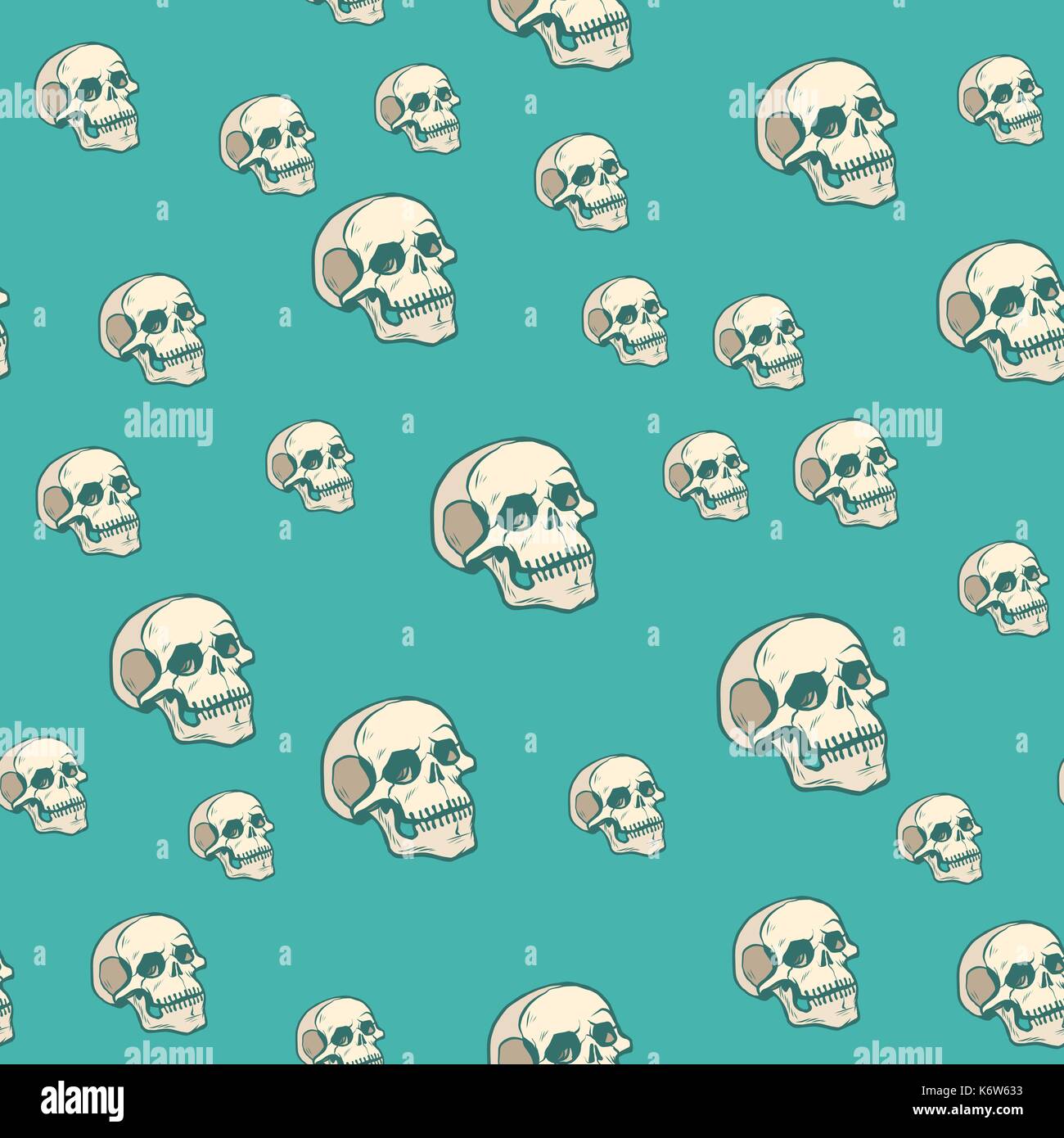Human skull seamless pattern background Stock Vector