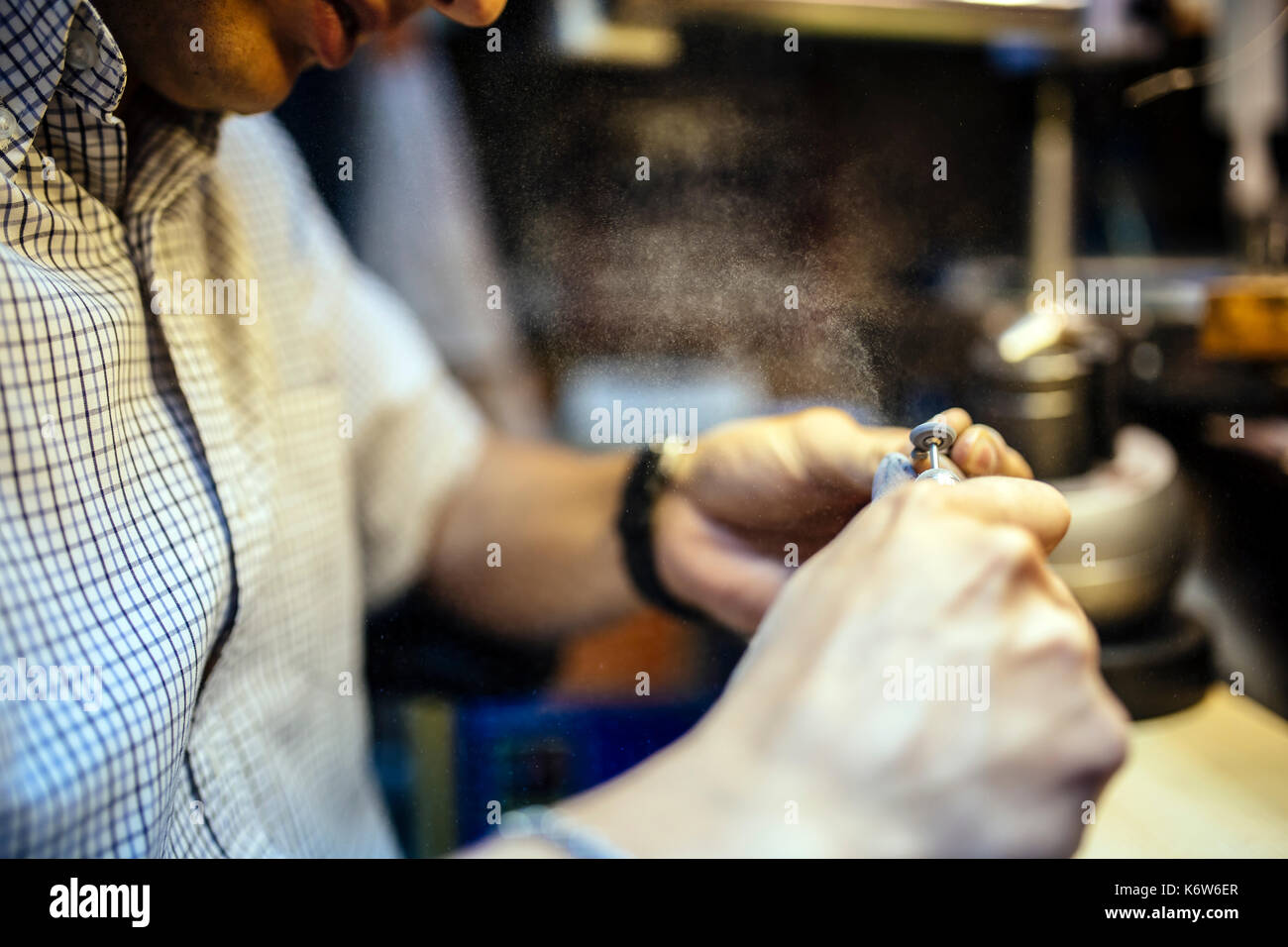 Dust particles flying around during work Stock Photo Alamy