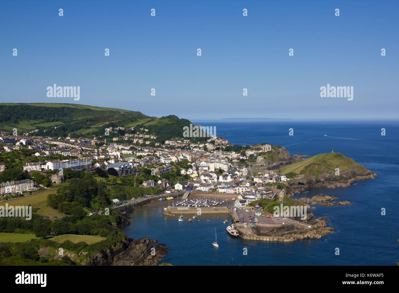Aerial view of Ilfracombe from the summit of Hillsborough Stock Photo
