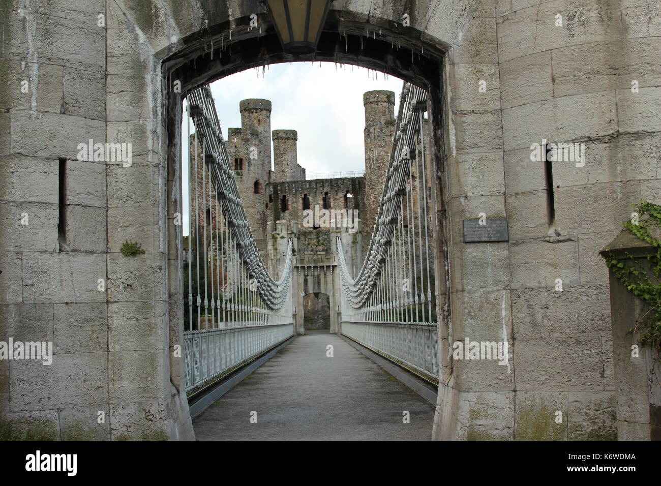Conwy suspension bridge in wales. Built by Thomas Telford in 1822-26 Stock Photo