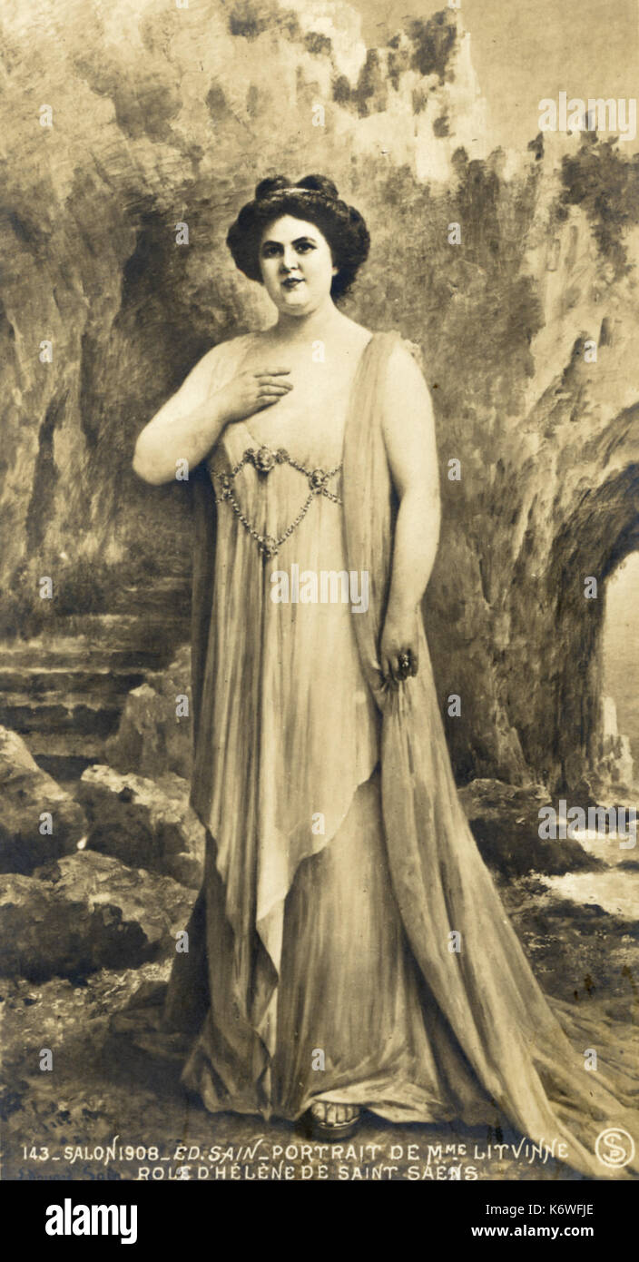 SAINT-SAENS - HELÈNE Félia LITVINNE (Franco-Russian Soprano, 1860-1936) as Helène in 1908 French Composer (1835-1921) Stock Photo