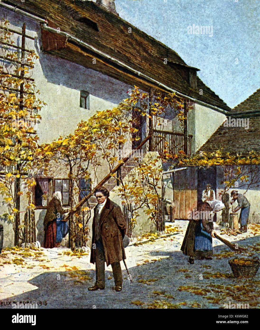 BEETHOVEN, by his house in Nussdorf Ludwig van Beethoven. German composer 1770-1827 Stock Photo