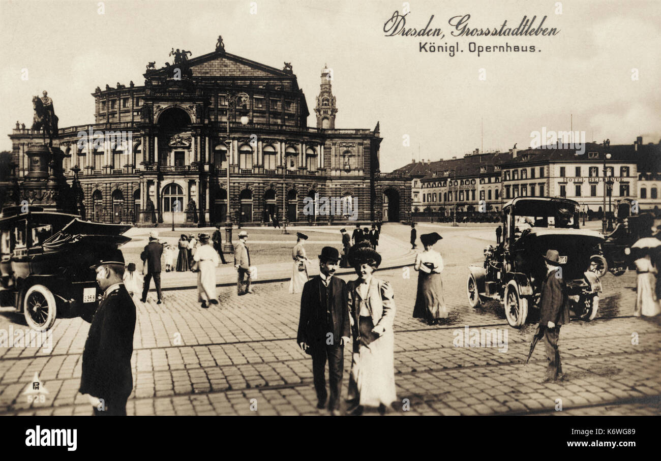DRESDEN ROYAL OPERA HOUSE Exterior, with cars & members of the