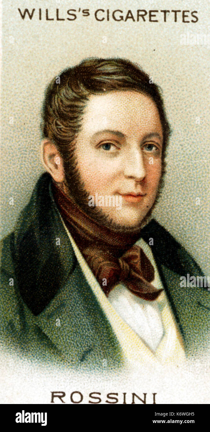 Gioachino Rossini portrait on Wills's Cigarette Card.  Published in London.  Italian composer (1792-1868) Stock Photo