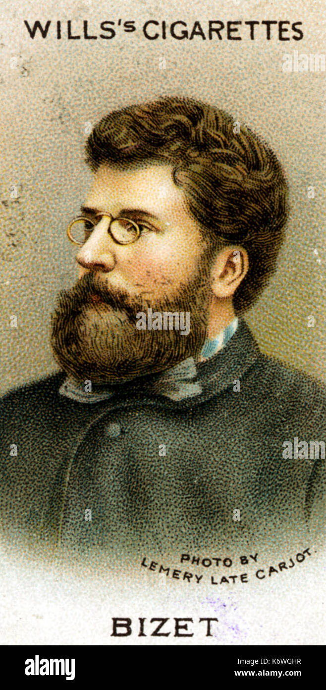 Georges Bizet portrait on Wills's Cigarette Card. Published in London.  French composer (1838-1875) Stock Photo