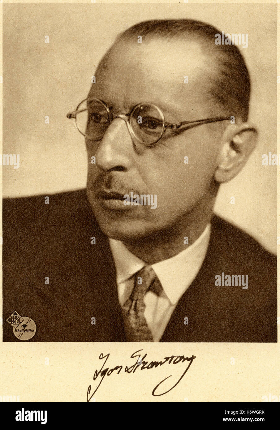 Igor Stravinsky at time of 'Jeu de Cartes', 1937. Russian composer, 1882-1971.  Photo by Telefunkenplatten. Stock Photo