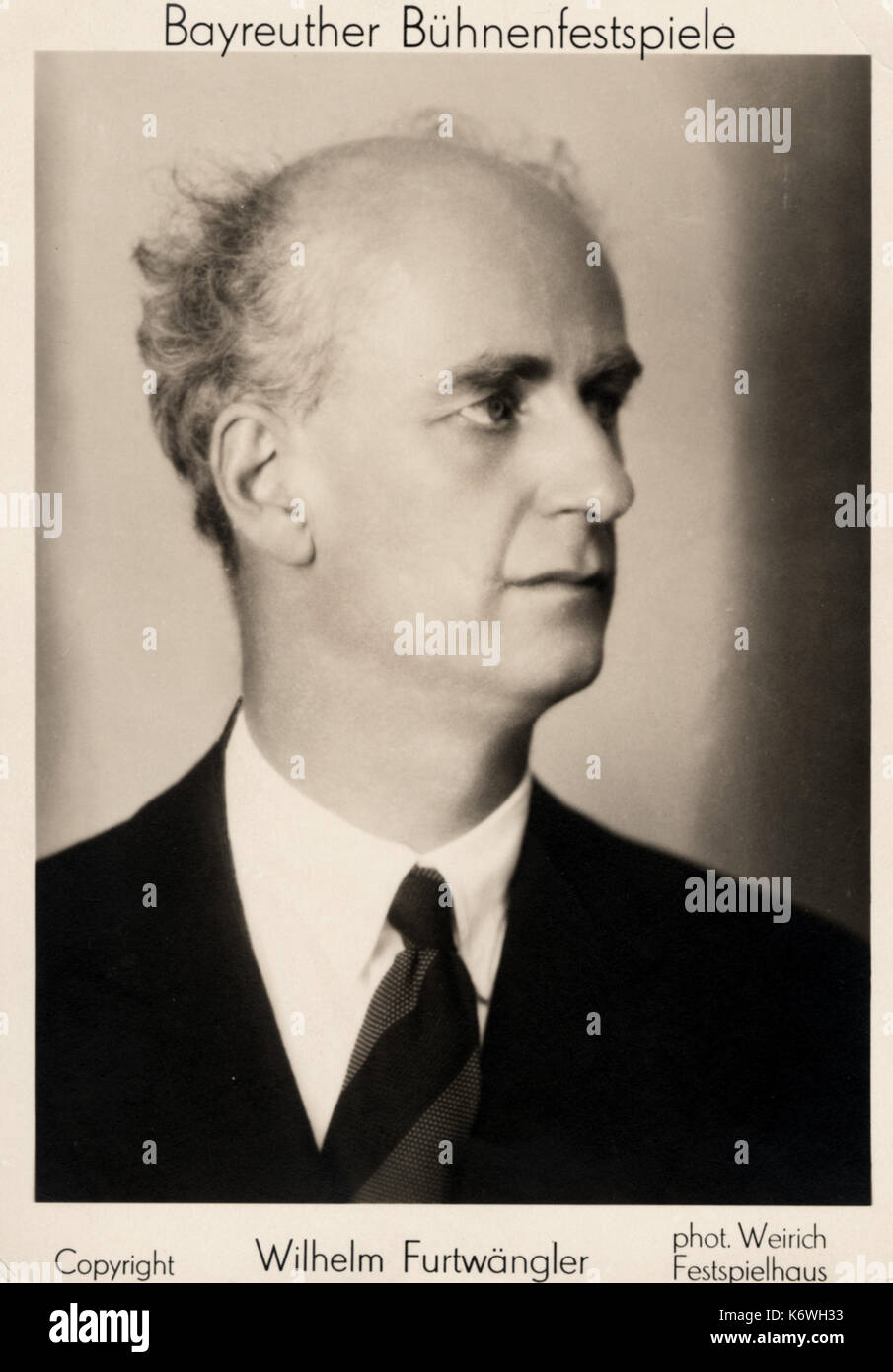Wilhelm Furtwängler, portrait from Bayreuth Festival. German conductor and composer, 1886-1954. Photo:Weirich Festspielhaus Stock Photo