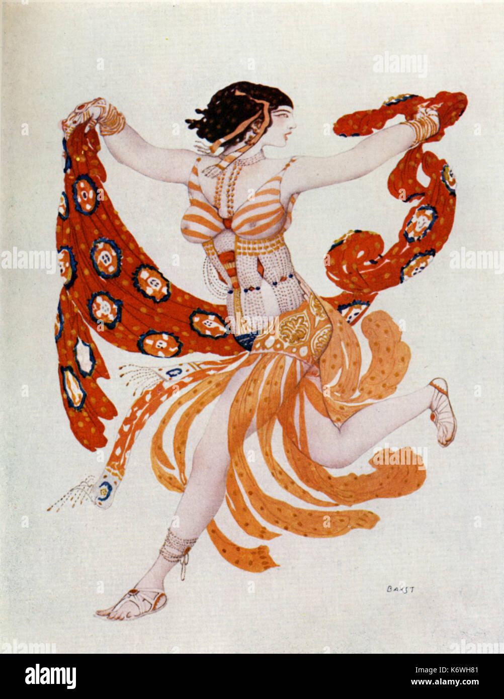 Leon Bakst 's costume design for Danse Orientale. Probably for Rimsky-Korsakov 's Scheherazade.  Russian composer (1844-1908) Stock Photo