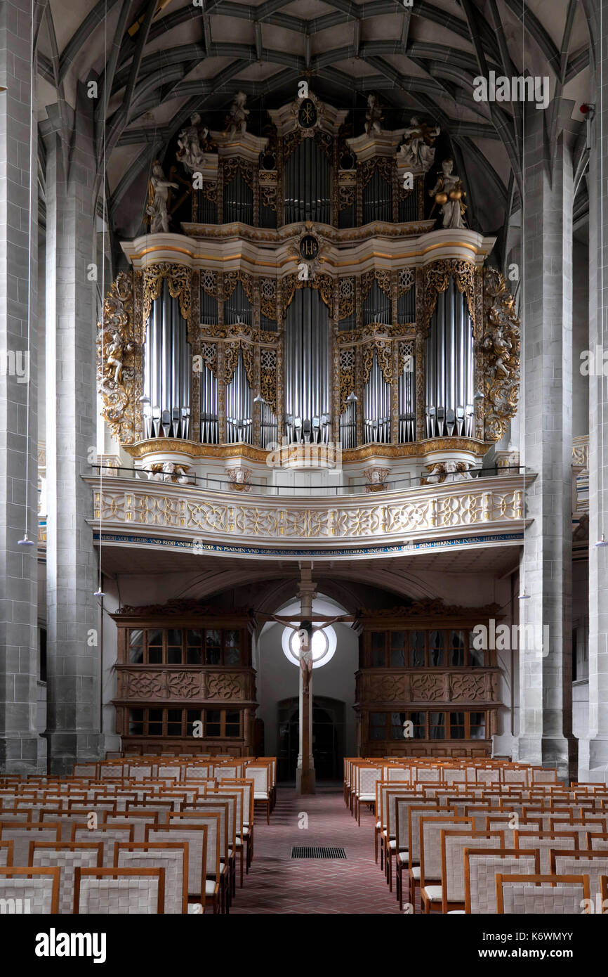 Organ, Church Unser Lieben Frauen, Halle an der Saale, Saxony-Anhalt, Germany Stock Photo