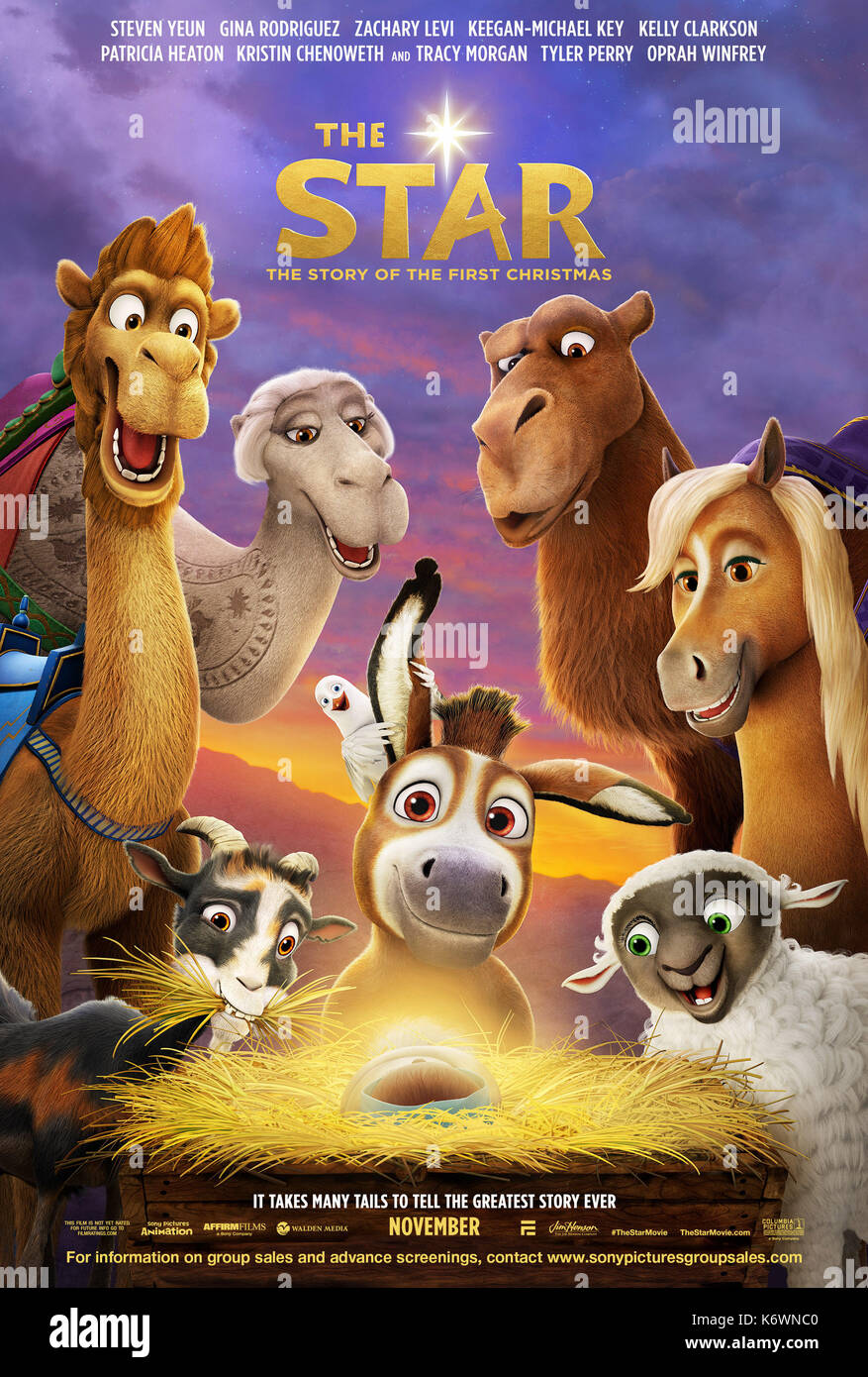 THE STAR, advance US poster, from left: Felix the camel, Zach the goat ...