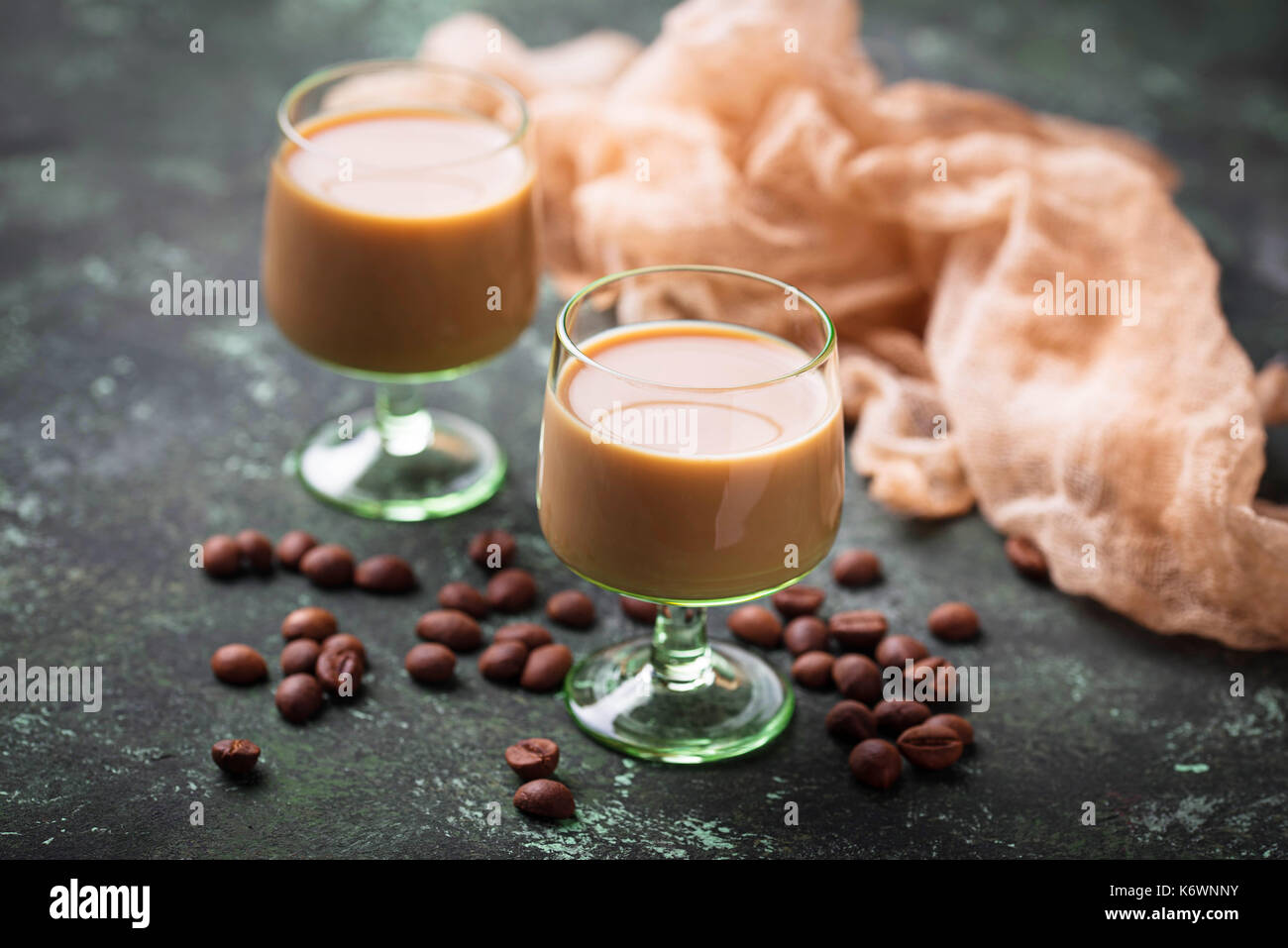 Irish cream liqueur and coffee beans Stock Photo Alamy