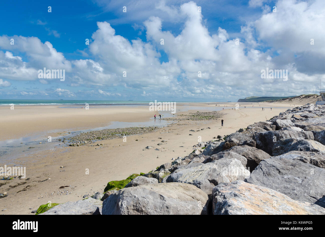 The large sandy beach at the french seaside town of Wissant in the Pas