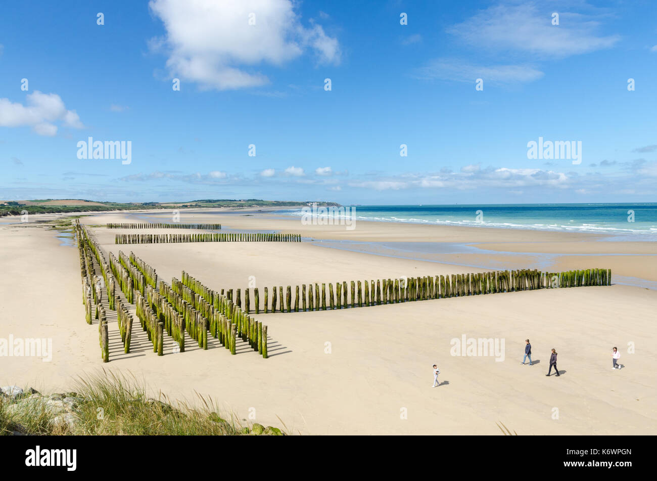 The large sandy beach at the french seaside town of Wissant in the Pas
