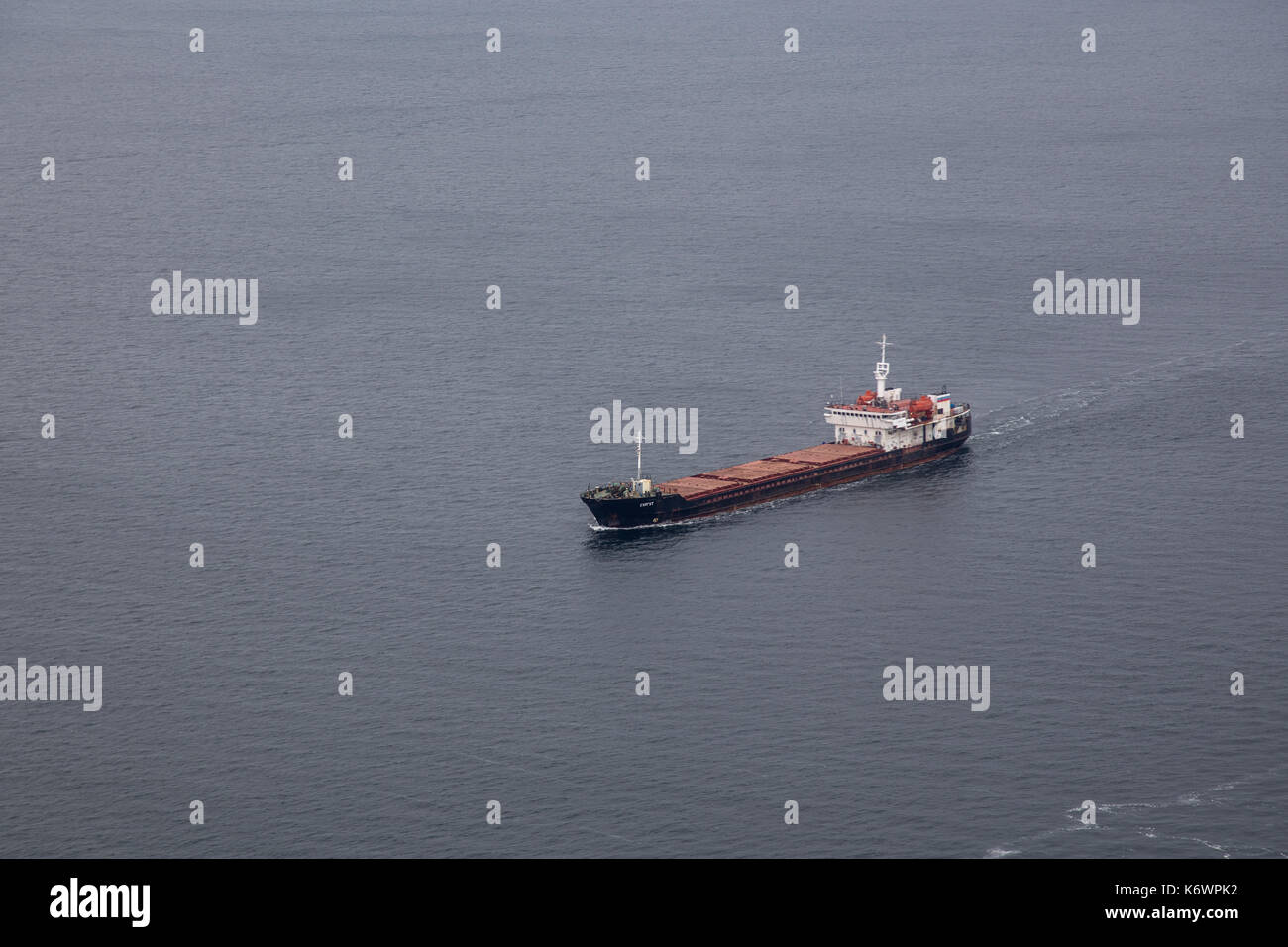 Cargo Container Ship Aerial View Stock Photo