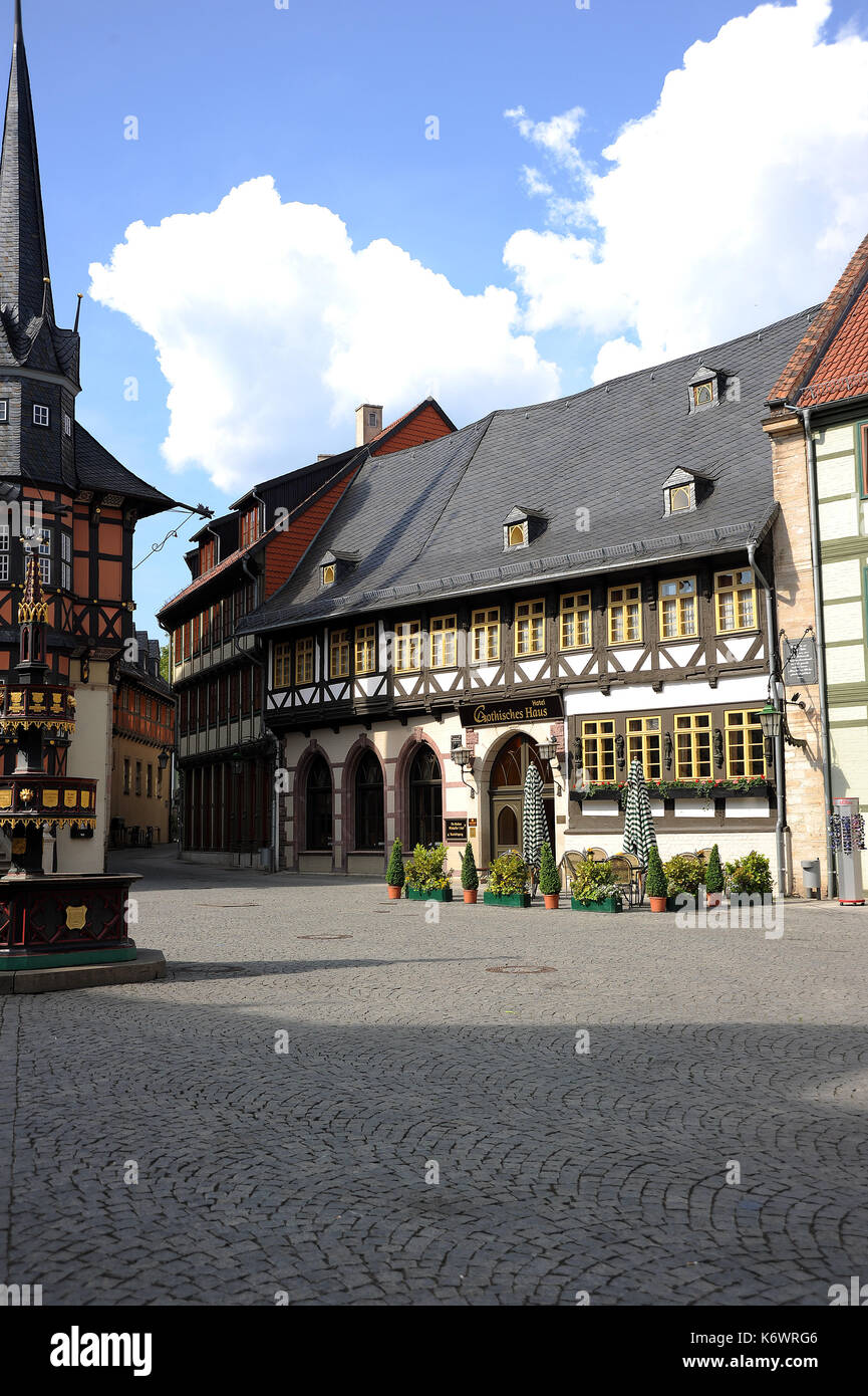 The Gothic House Hotel Market Place Wernigerode Stock Photo