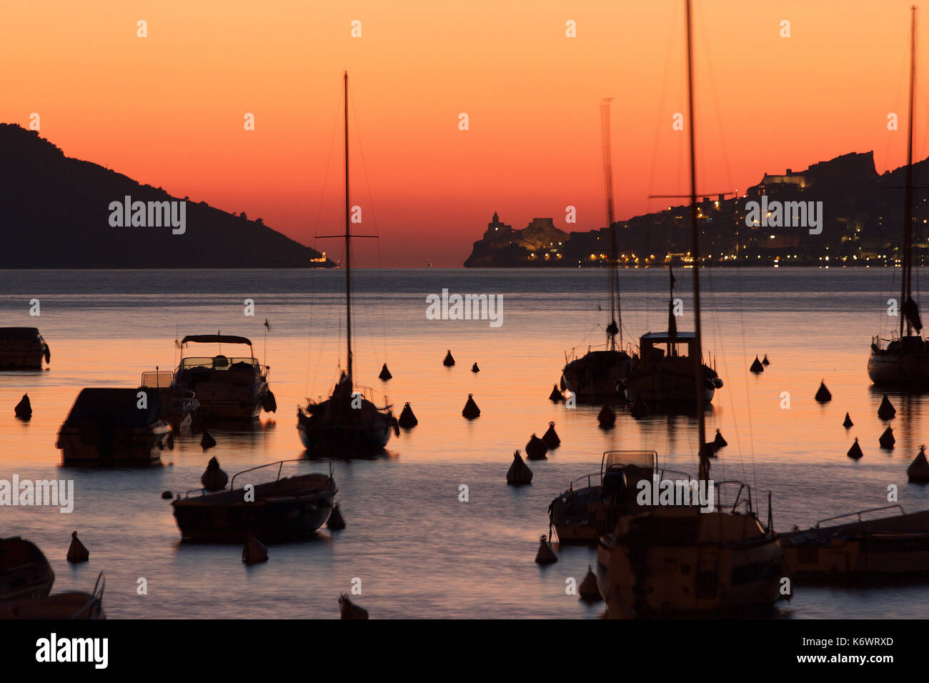 A beautiful sunset of the Lerici Harbor, Liguria, Italy, photoarkive Stock Photo