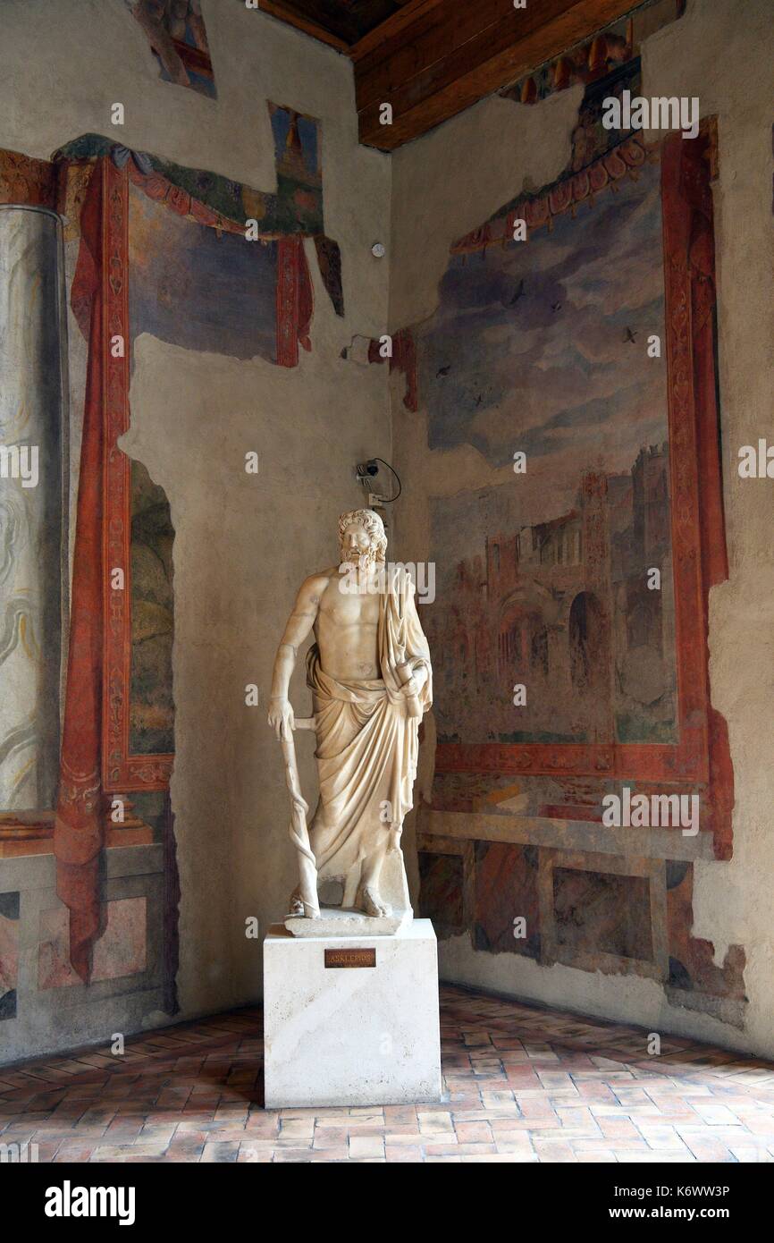 Italy, Lazio, Rome, historical center listed as World Heritage by UNESCO, Piazza Navona district, Palazzo Altemps (Roman National museum), Hermes loggia, Asclepio statue Stock Photo