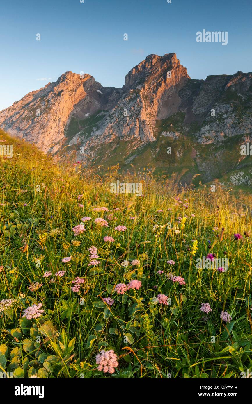 France, HauteSavoie, Col de la Colombiere and the peaks of the Bargy