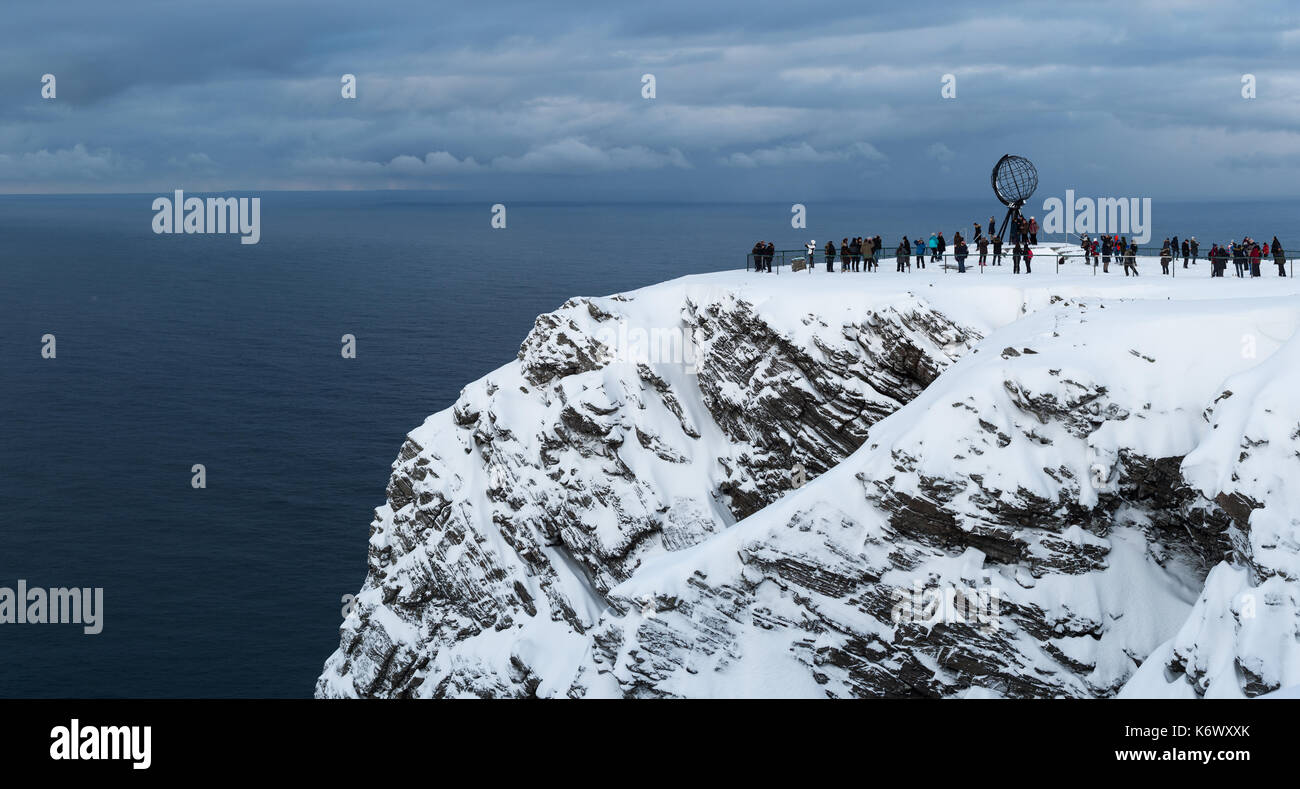 Norvege, Finnmark, Mageroya island, Nordkapp, the nord Cap in winter and  Knivskjellodden in background Stock Photo - Alamy