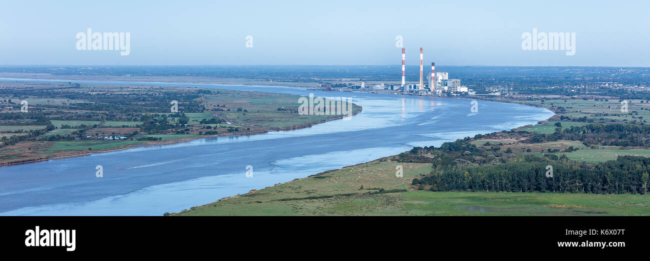 France, Loire Atlantique, Cordemais, thermal power plant on the Loire river (aerial view) Stock Photo