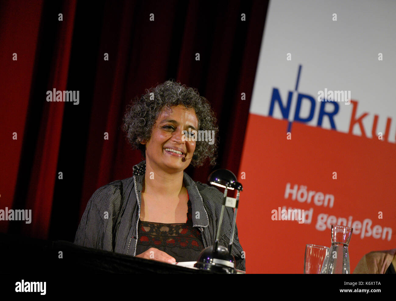 GERMANY, Hamburg, indian writer and booker prize winner Arundhati Roy reading her new novel 'The Ministry of utmost happiness' Stock Photo