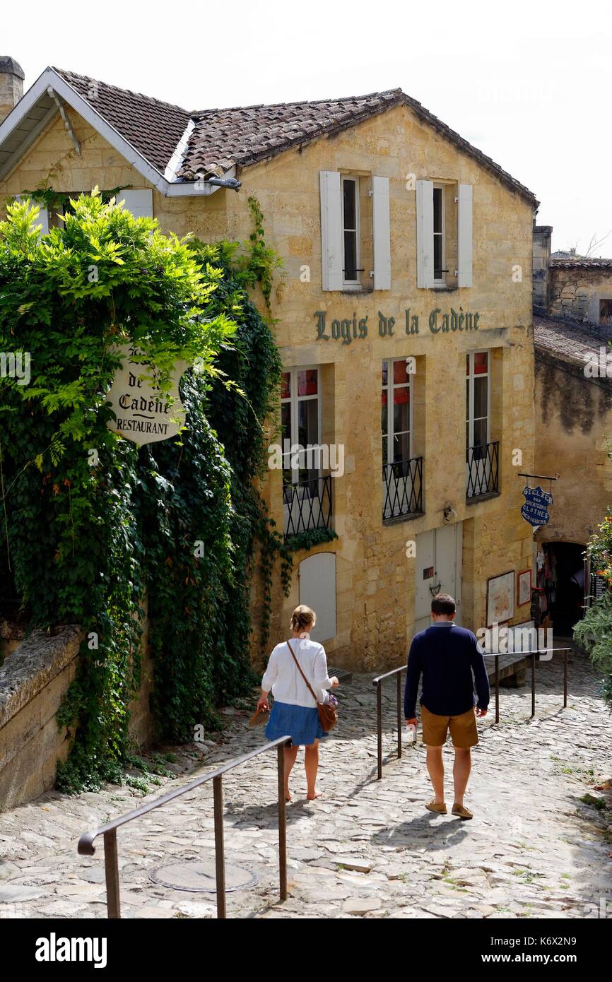 France, Gironde, Saint Emilion, area listed as World Heritage by UNESCO,  hotel restaurant the Logis de la Cadene Stock Photo - Alamy