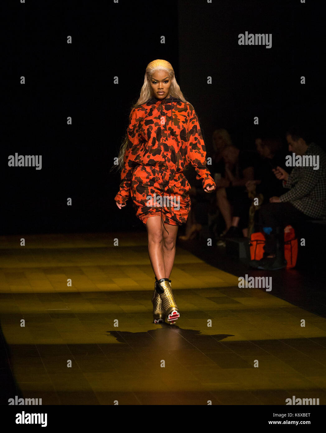 New York, States. 12th Sep, 2017. Teyana walks runway during rehearsal for The Blonds show by David & Phillipe Blonds at New York Fashion Week Spring/Summer 2018 at Skylight Clarkson