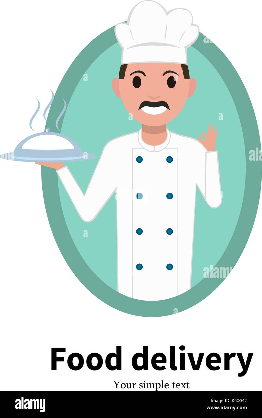 Vector icon cartoon portrait male chef cook Stock Vector