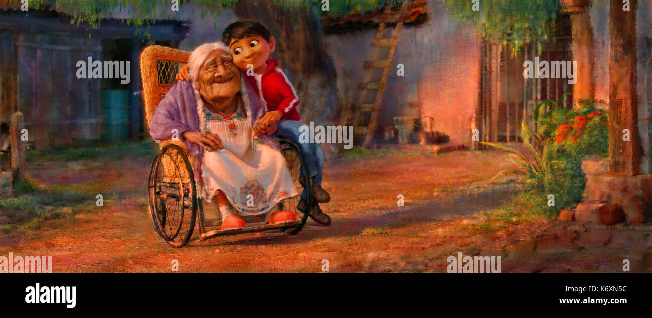 COCO, from left: grandmother Mama Elena aka Abuelita (voice: Renee