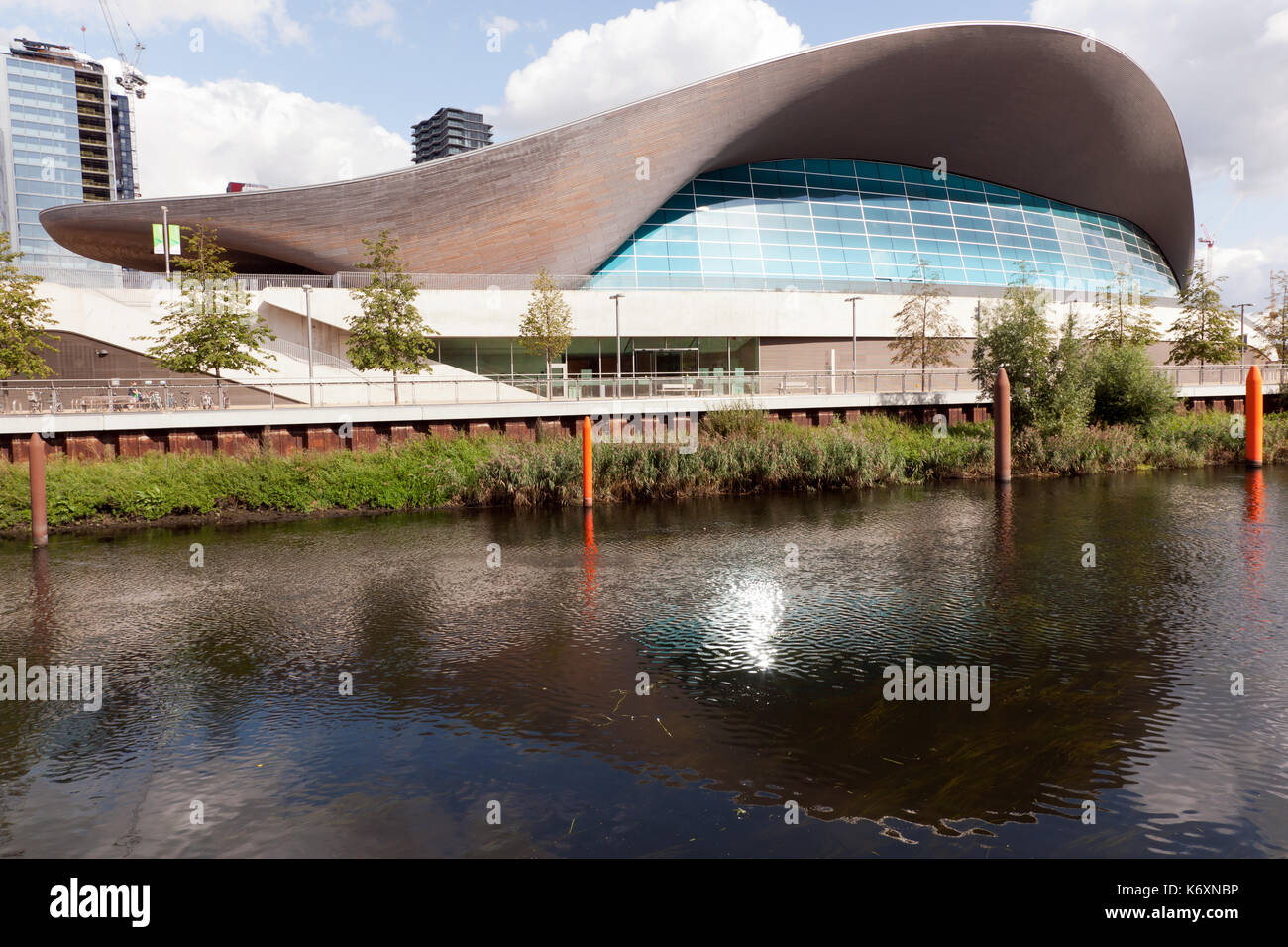 View of the London Aquatics Centre, in the Queen Elizabeth Olympic Park,  Stratford, London Stock Photo