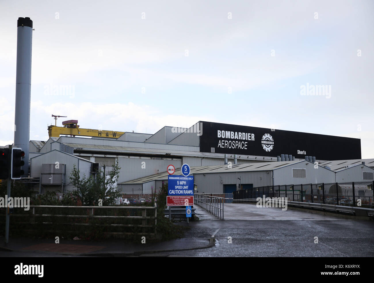 A general view of the Bombardier Aerospace plant in Belfast, Northern