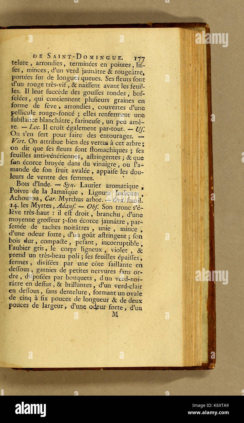Essai sur l'histoire naturelle de l'isle de Saint Domingue (Page 177) BHL33999864 Stock Photo